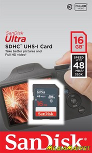 SDSDUNB-016G-GN3IN  SDHC SanDisk Ultra 16GB C10 UHS-I R48MB/s