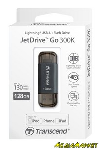 TS128GJDG300K  -`i Transcend Go 300 128GB USB/Lightning Black