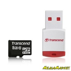 TS8GUSDHC10-P3  MicroSDHC Transcend TS8GUSDHC10-P3 8GB (Class 10) + USB 